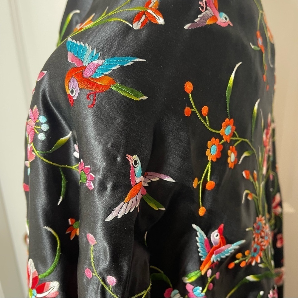 Vintage Silk Manila Piano Shawl Colorful Floral Hand Embroidered Wrap Scarf - Picture 6 of 16